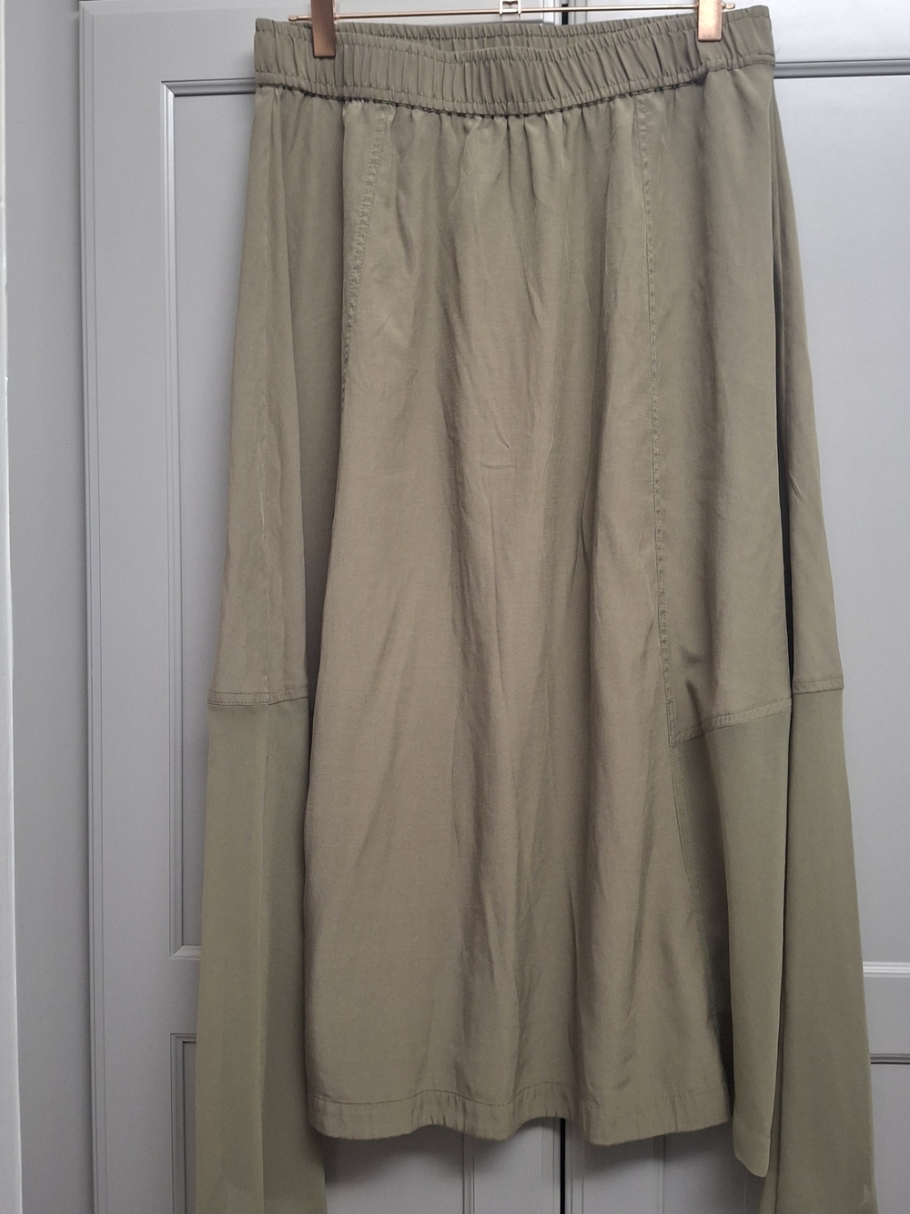 DKNY Olive Green Elastic Waist M Long Skirt